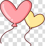Cute Valentine, heart-shaped yellow and pink balloons illustration transparent background PNG clipart