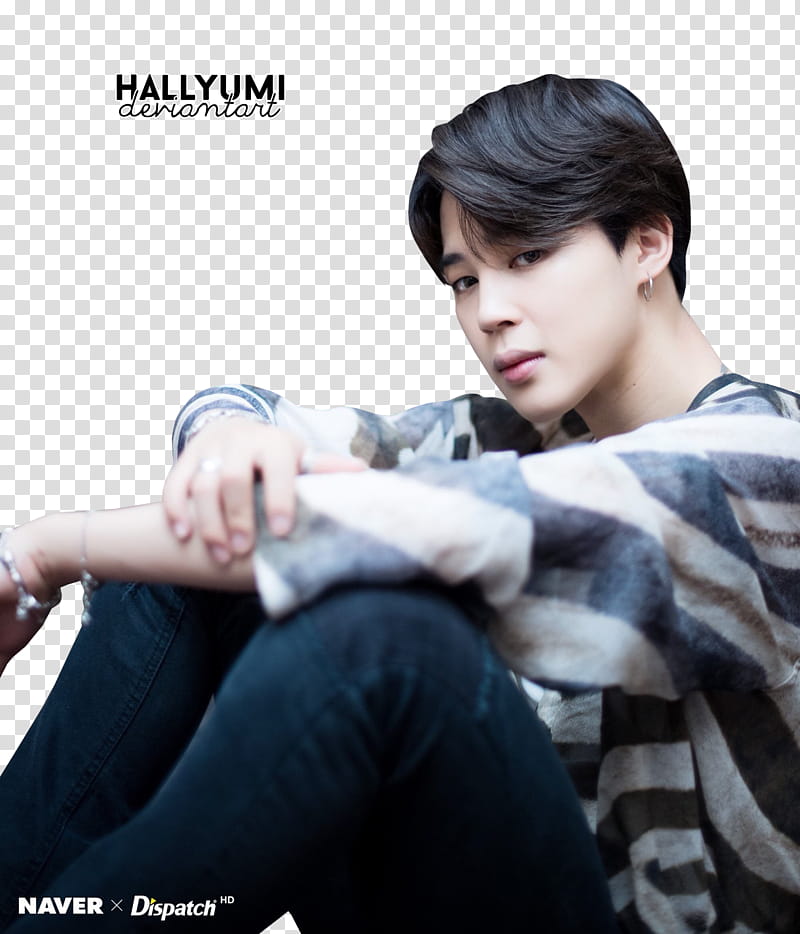 Jimin BBMAs , Hallyumi Deriantart in white and gray striped shirt transparent background PNG clipart