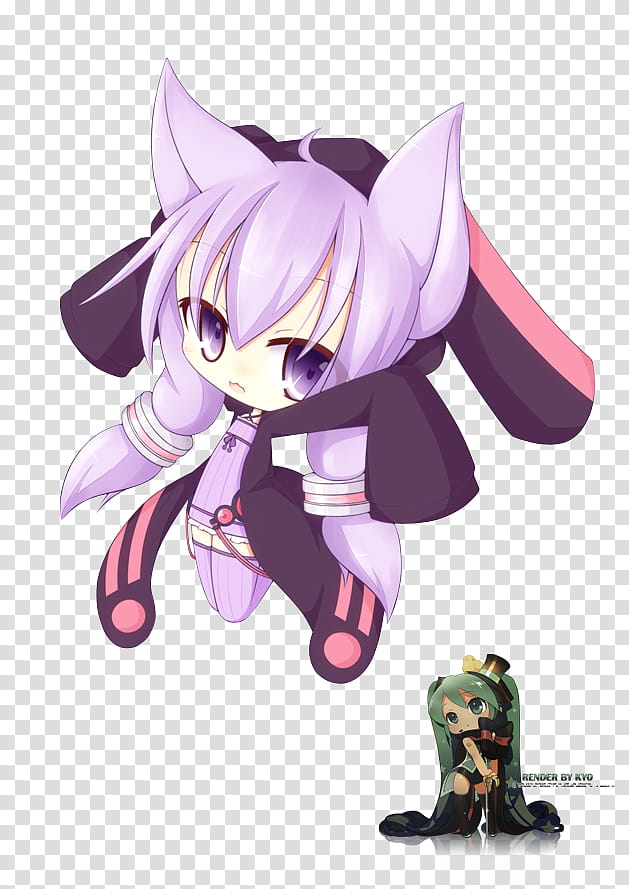 Chibi Yuzuki Yukari , female anime character wearing purple coat transparent background PNG clipart