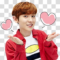 EXO Kakao Talk Stickers, smiling man wearing red jacket transparent background PNG clipart
