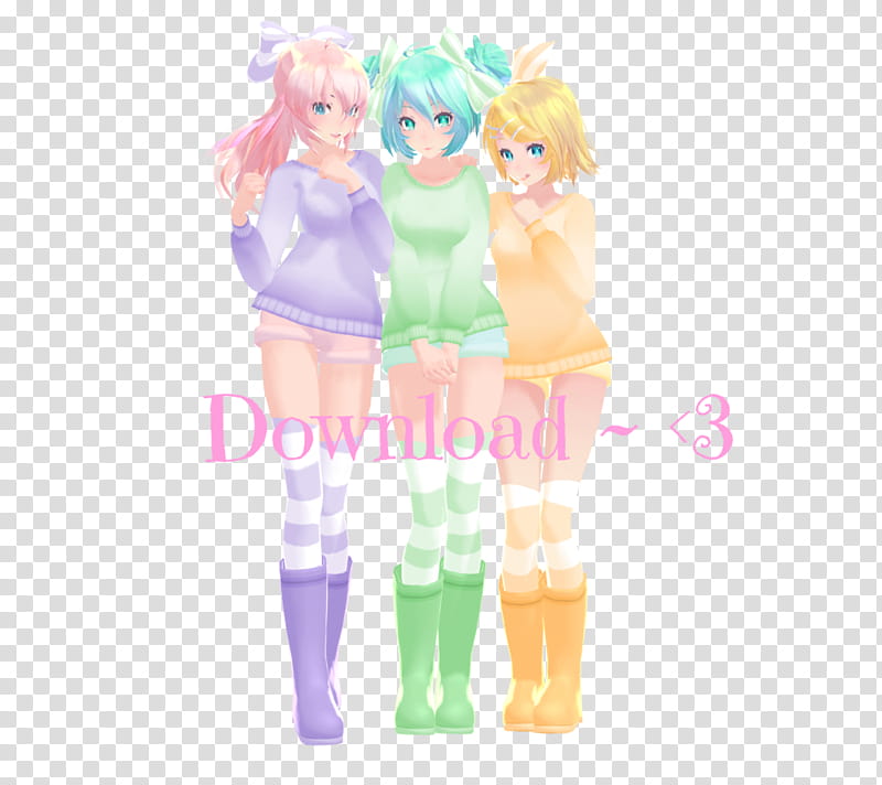TDA Fluffy Miku, Luka and Rin transparent background PNG clipart