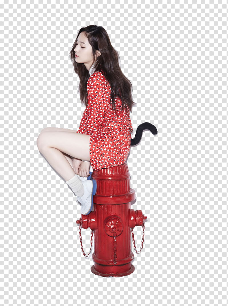 O KRYSTAL JUNG Fx, woman sitting on fire hydrant transparent background PNG clipart