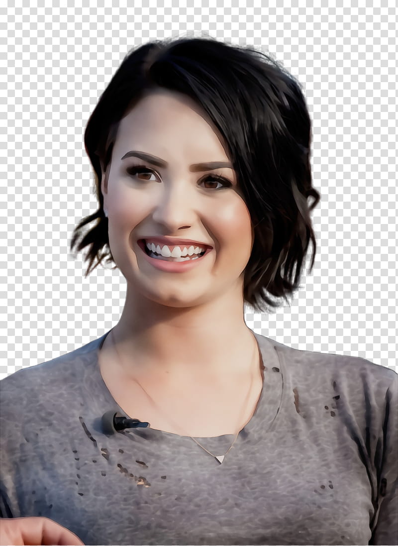 Color Watercolor Paint Wet Ink Demi Lovato Black Hair