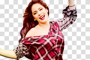 Martina Stoessel, woman in plaid sports shirt transparent background PNG clipart thumbnail
