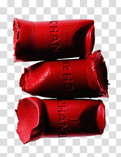 AESTHETIC GRUNGE, three red Chanel lipsticks transparent background PNG clipart