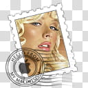 Stamp icons Part , Christina Aguilera#, white and brown postage stamp transparent background PNG clipart