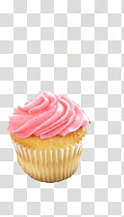 OO What a girl loves, cupcake with pink icing topping illustration transparent background PNG clipart