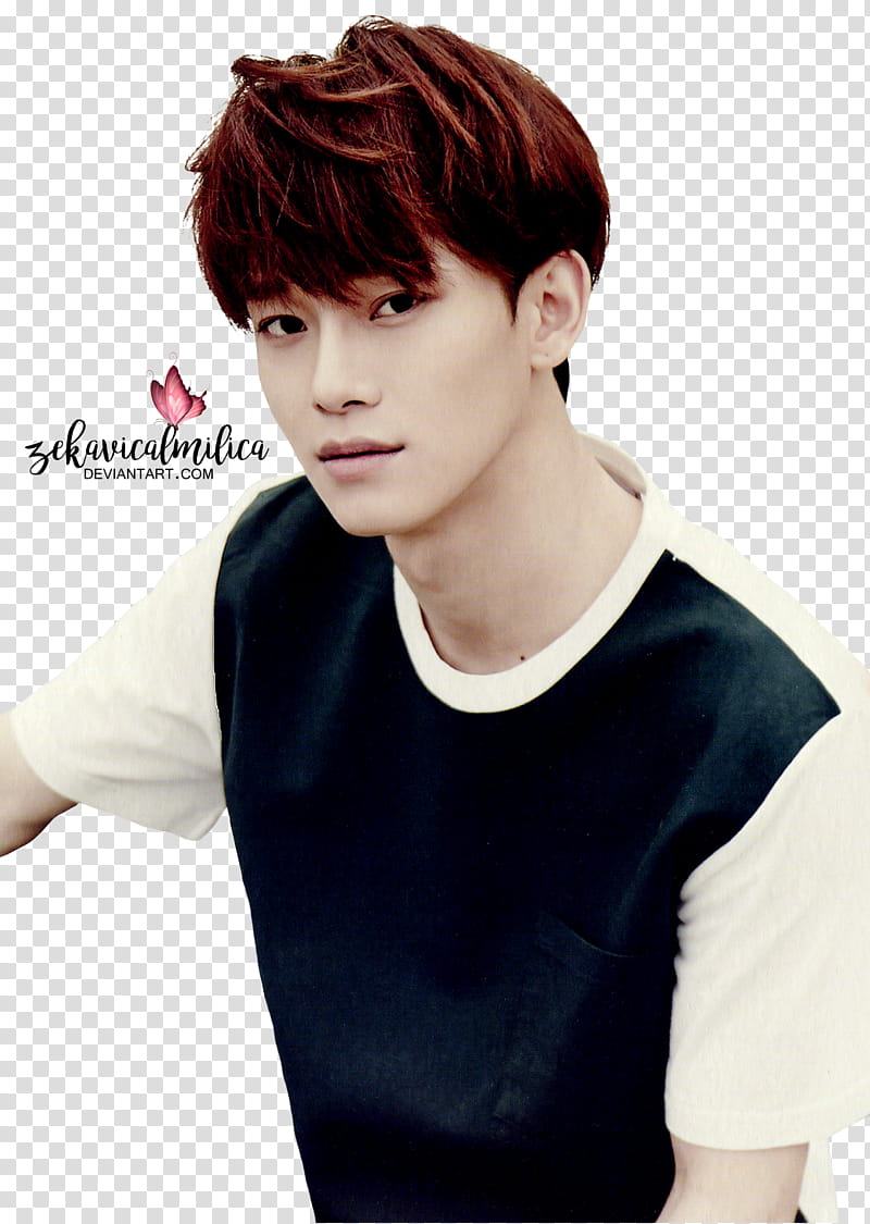 EXO Chen Love Me Right, men's black and white crew-neck shirt transparent background PNG clipart