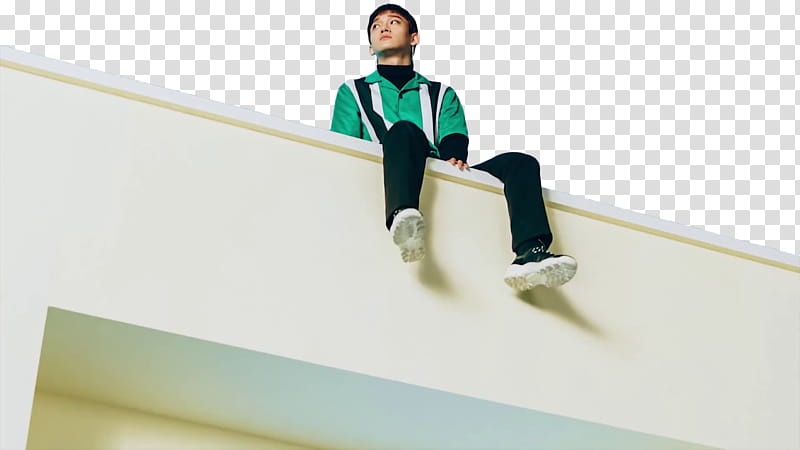 EXO CBX Blooming Day MV, man sitting on rooftop transparent background PNG clipart