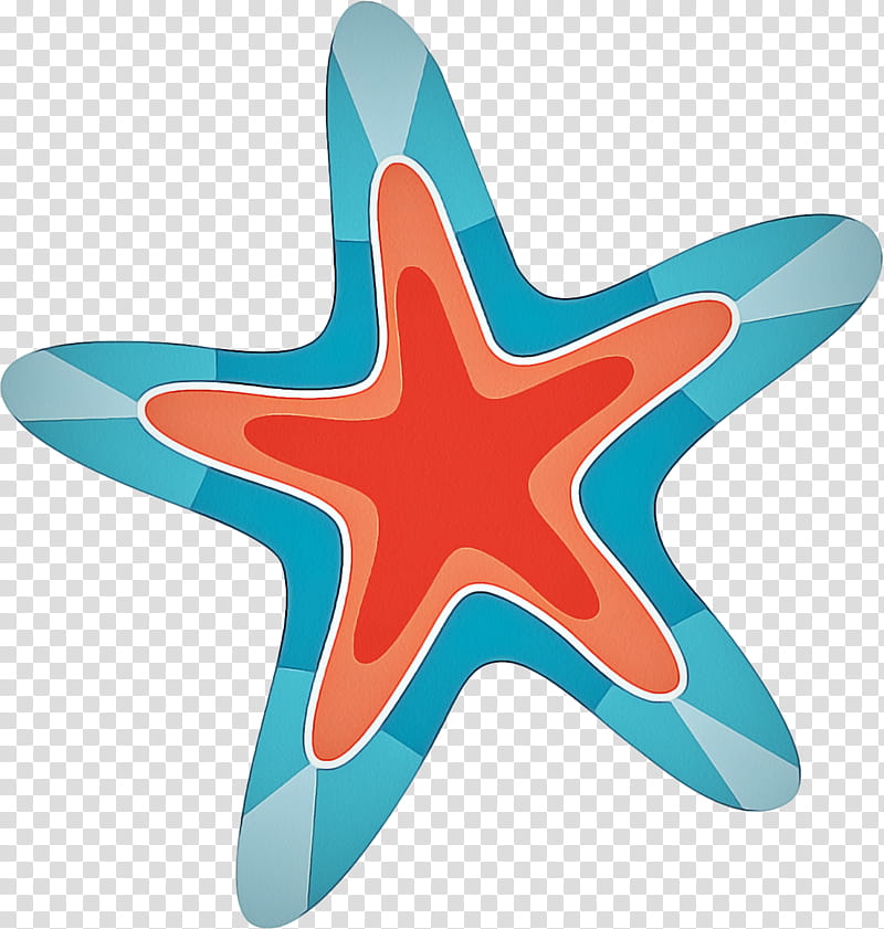 Cartoon Star, Starfish, Echinoderm, Line, Turquoise, Marine Invertebrates transparent background PNG clipart