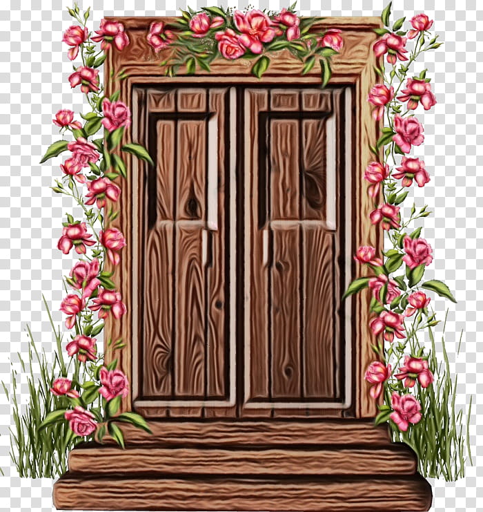 door wood architecture arch plant, Watercolor, Paint, Wet Ink, Flower, Home Door, Window, Facade transparent background PNG clipart
