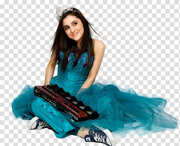 Ariana Grande, woman in blue dress transparent background PNG clipart