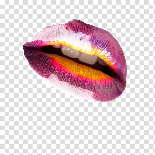 Labios, white, yellow, and purple lipstick transparent background PNG clipart