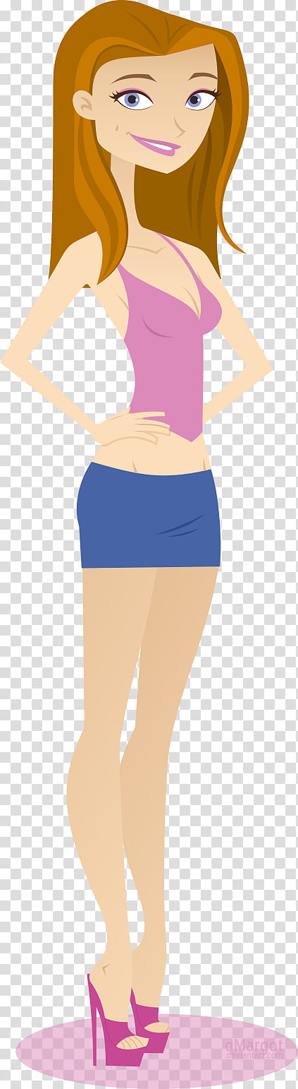 Jen, illustration of animated woman wearing pink tank top transparent background PNG clipart