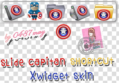 Capitan America Slide Xwidget, slice capitan shortcut text overlay transparent background PNG clipart