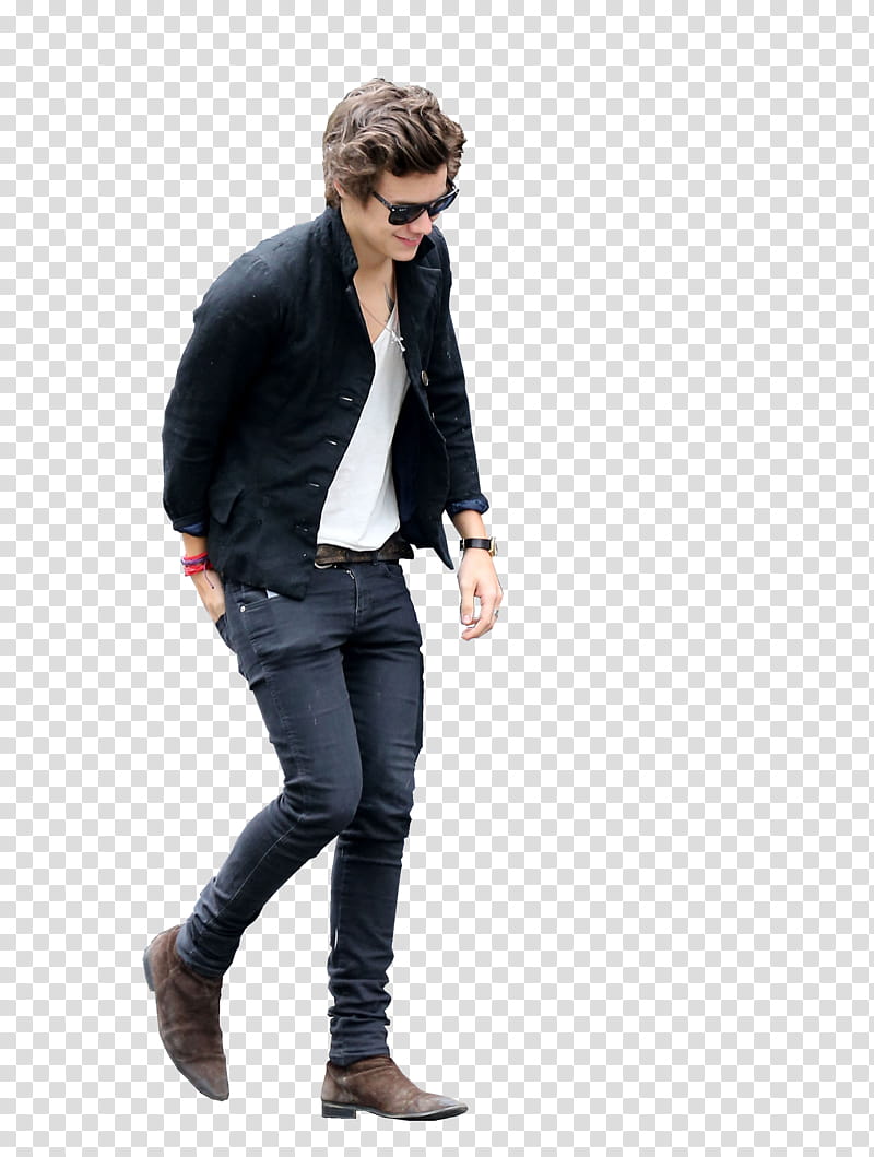 Harry Styles, man in denim jeans and jacket transparent background PNG clipart