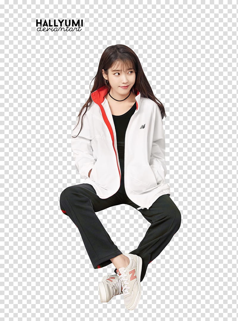 IU, women's white jacket transparent background PNG clipart