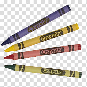 Crayons, four assorted-color Crayola transparent background PNG clipart