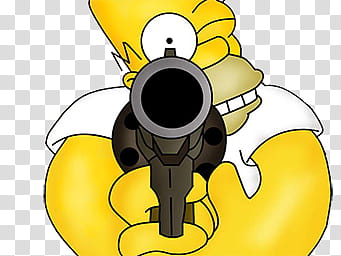 The Simpsons Icon , Homer, Homer Simpson holding gun transparent background PNG clipart