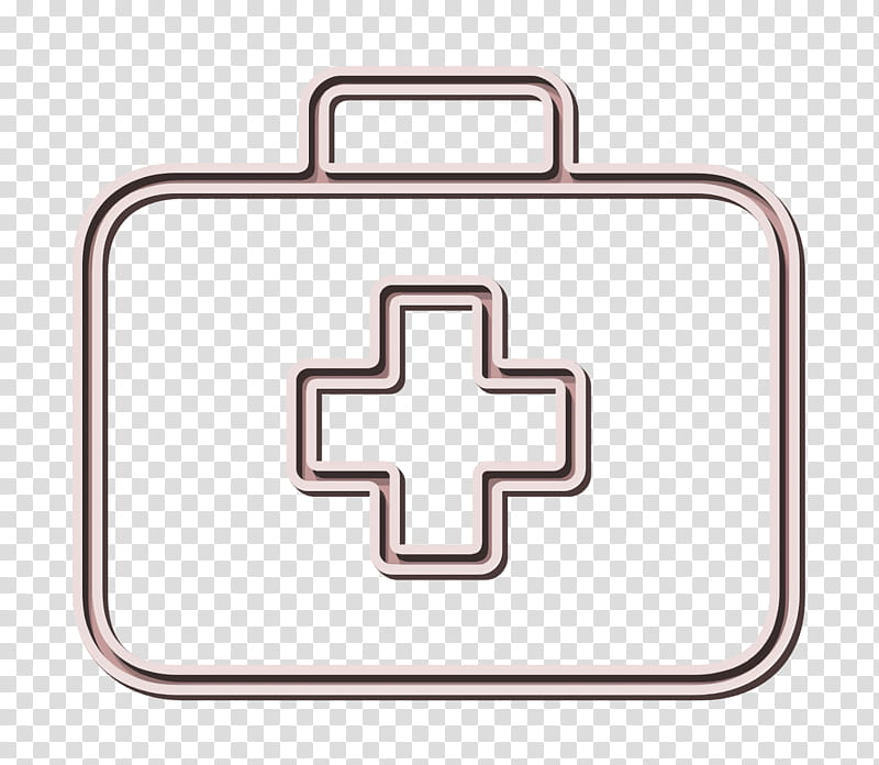 Medicine icon First aid kit icon Medical icon, Line, Material Property, Baggage, Symbol, Cross, Suitcase, Rectangle transparent background PNG clipart