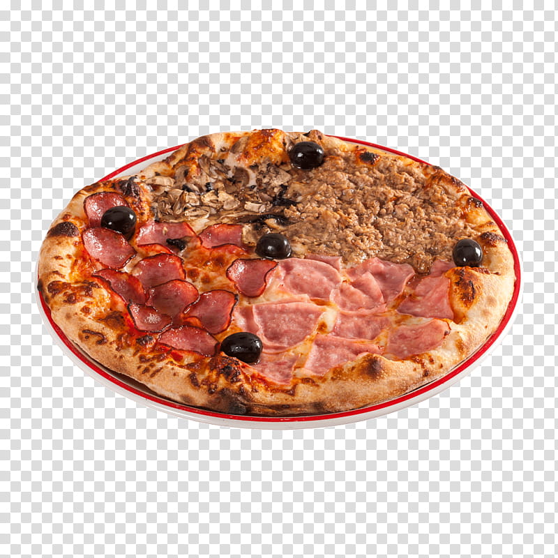 Pepperoni Pizza, Sicilian Pizza, Pizza Quattro Stagioni, Pakimchi, Food, Ham, Prosciutto, Mozzarella transparent background PNG clipart