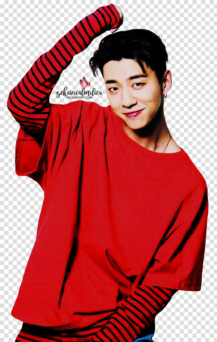 B A P Yongguk Feel So Good JPN, man in black and red striped top transparent background PNG clipart