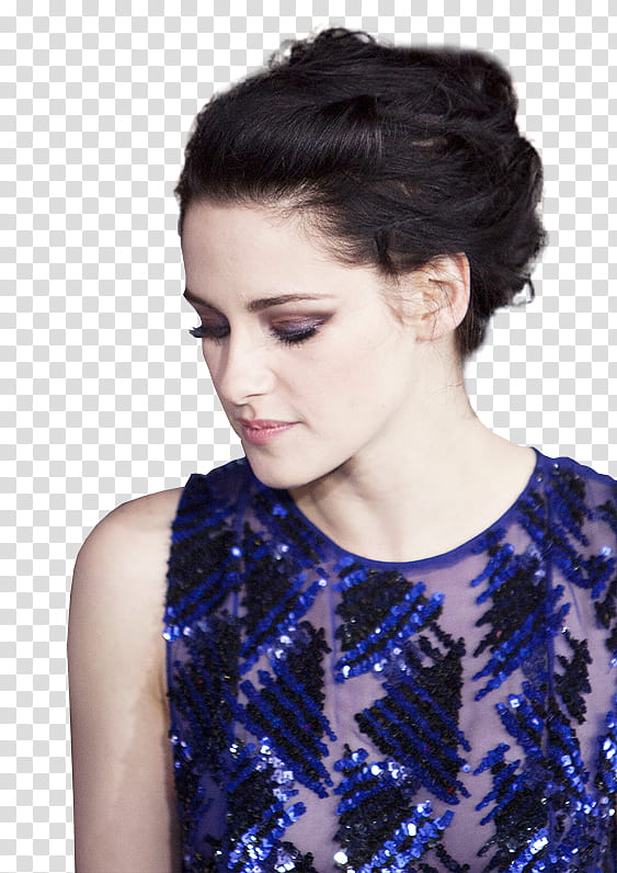 Kristen Stewart, Kristen Stewart wearing blue crew-neck sleeveless top transparent background PNG clipart