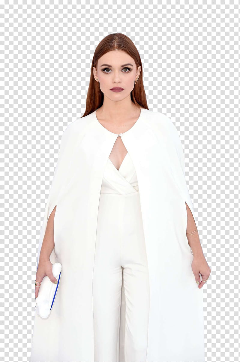 Holland Roden, woman in white dress posing for transparent background PNG clipart