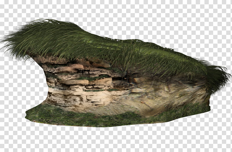 TWD cliff with over hangings, green grass on rock formation transparent background PNG clipart