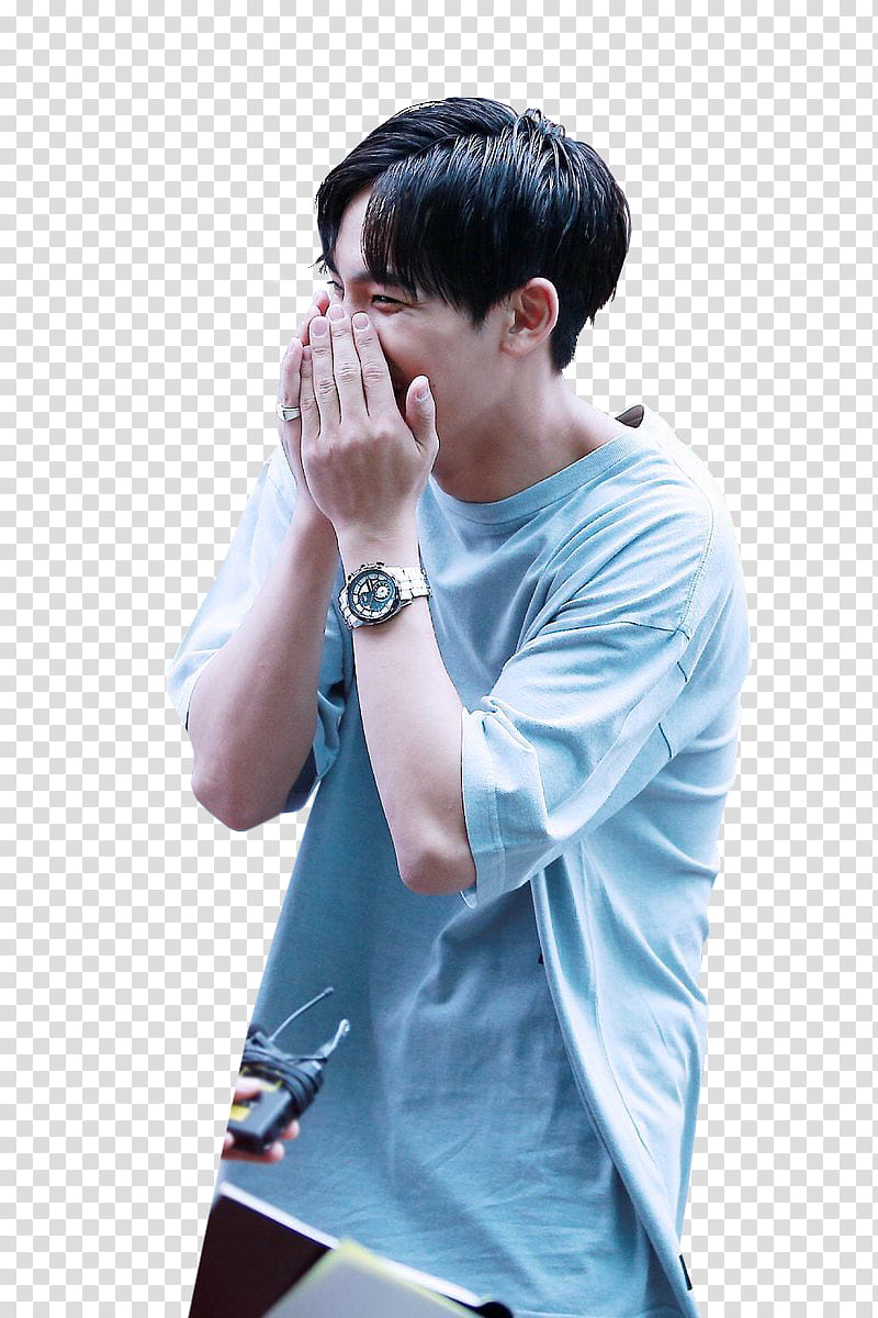 Mingyu  HAPPYMINGYUDAY, man laughing while covering his mouth transparent background PNG clipart