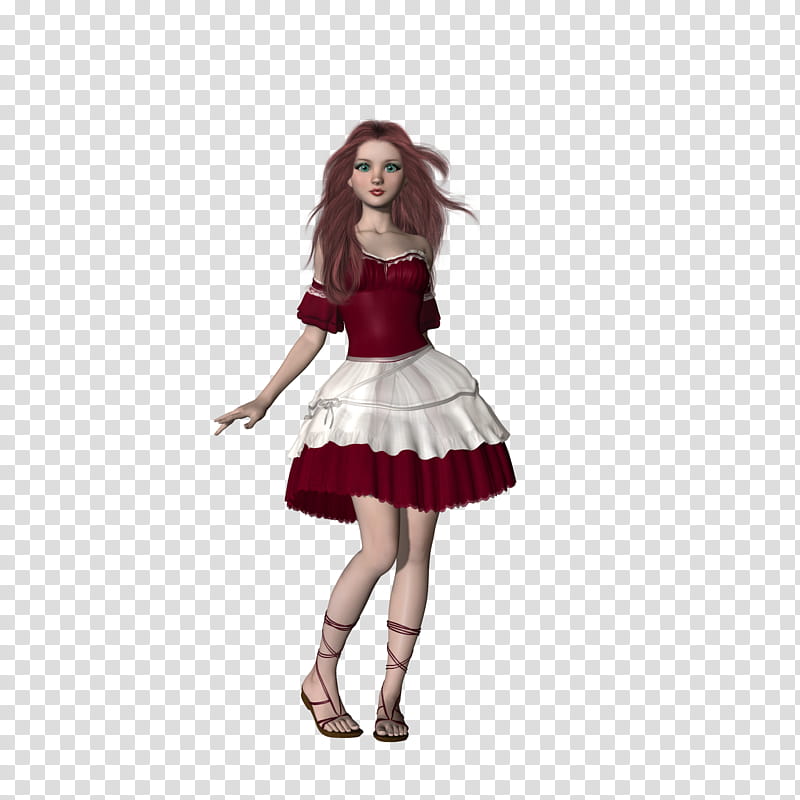 Sweet Savannah, red and white dressed brown haired female character illustration transparent background PNG clipart
