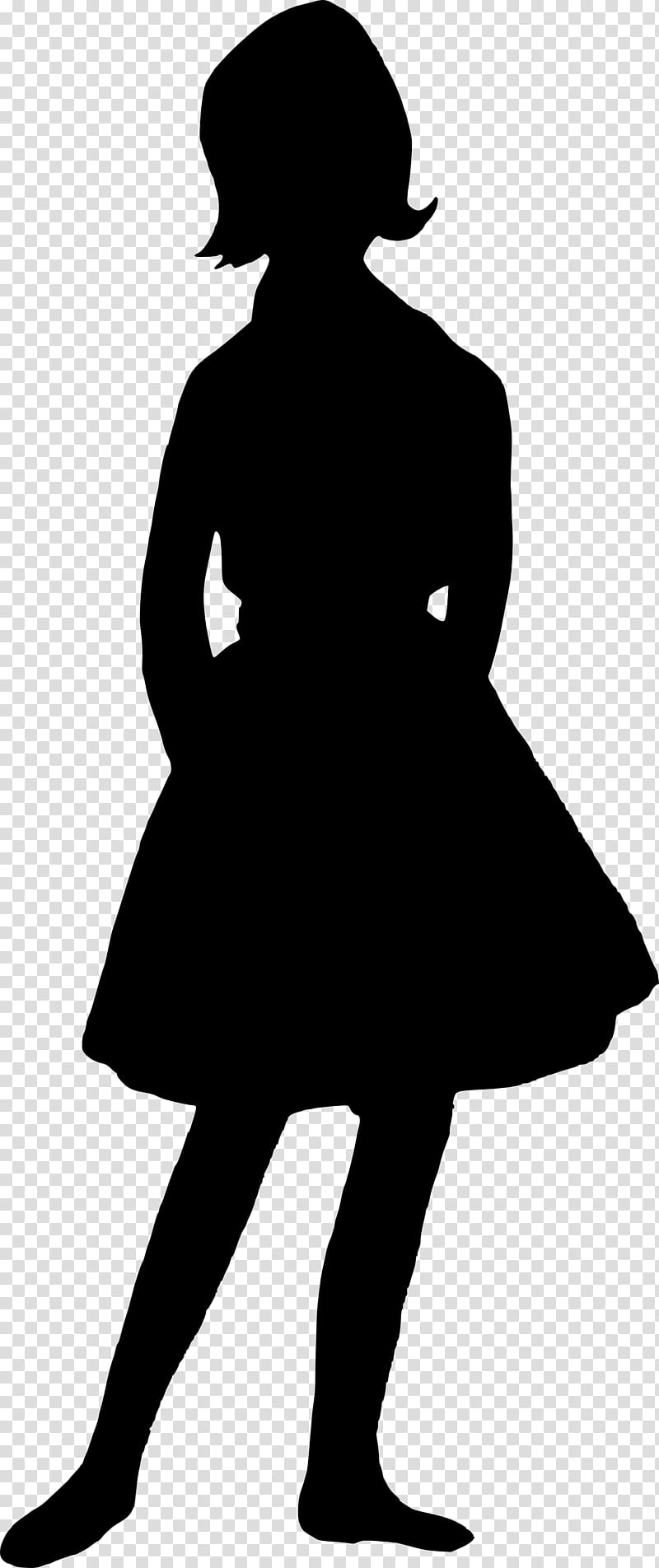Little Girl, Silhouette, Woman, Human, Black, Standing, Blackandwhite, Dress transparent background PNG clipart