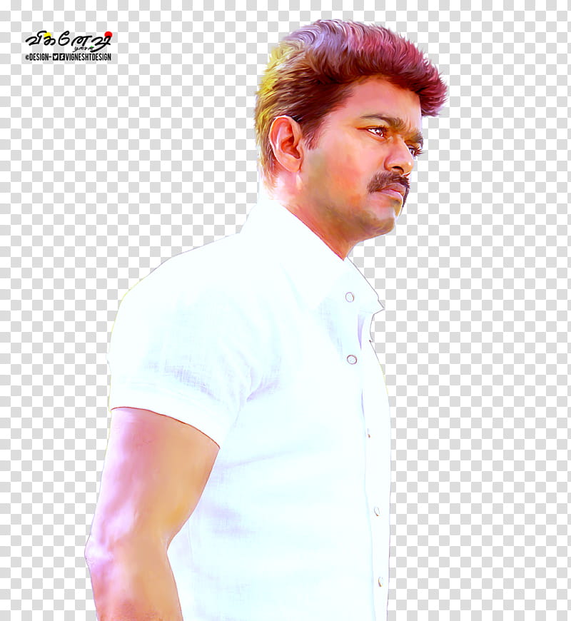 Thalaivaa uhd Digital Art, man wearing white button-up t-shirt transparent background PNG clipart