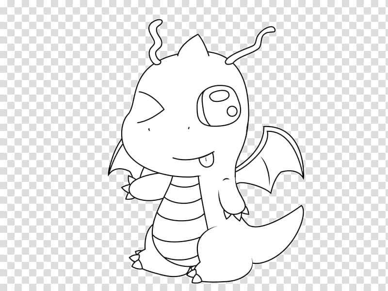 Dragonite Lineart transparent background PNG clipart