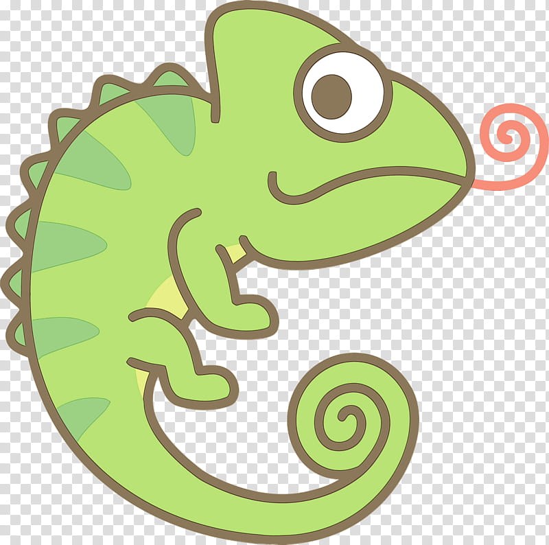 green lizard chameleon cartoon reptile, Cute Chameleon, Cartoon Chameleon, Watercolor, Paint, Wet Ink, Iguania, Scaled Reptile transparent background PNG clipart