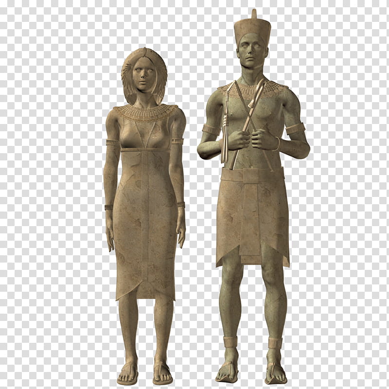 Egyptian Statues Set , female and male statues transparent background PNG clipart
