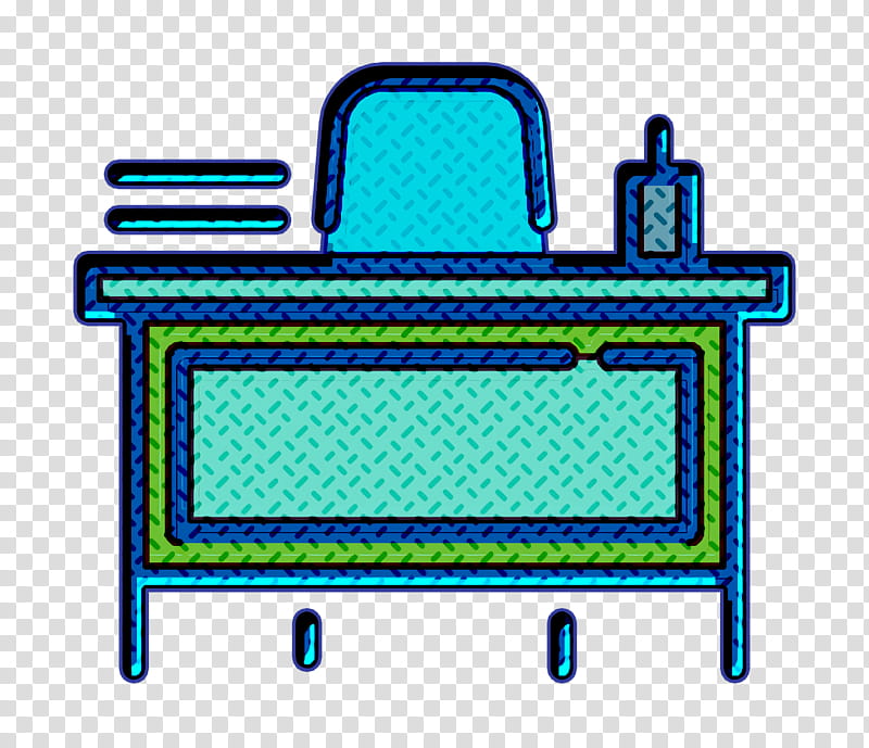 High School Icon Teacher Desk Icon Classroom Icon Blue Line