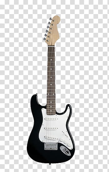 Guitars, black and white stratocaster electric guitar transparent background PNG clipart