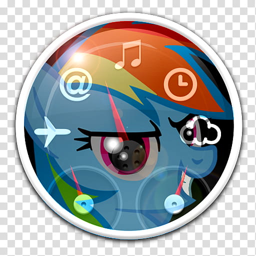 All icons in mac and ico PC formats, Macmisc, Dashboard (, round and multicolored Rainbow Dash-themed analog gauge illustration transparent background PNG clipart