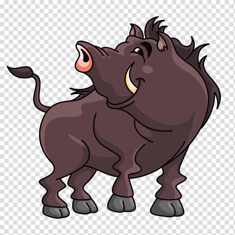 Pig, Wild Boar, Common Warthog, Drawing, Snout, Wildlife, Horn, Tail transparent background PNG clipart