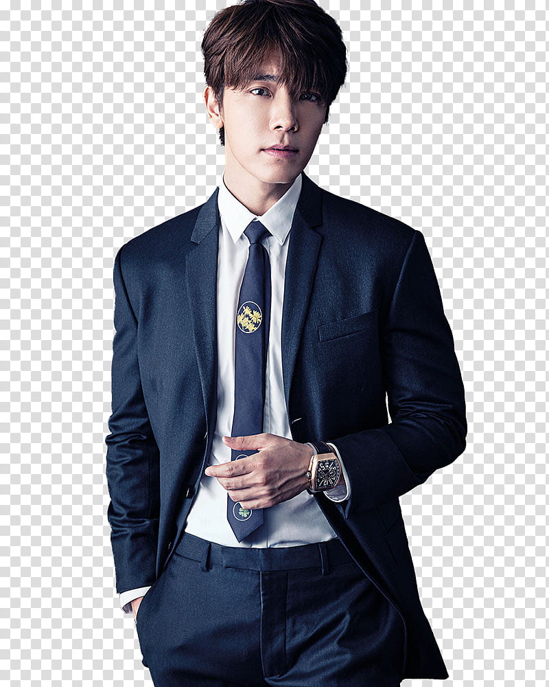 Super Junior DongHae n EunHyuk Men Uno P, man wearing black notched-lapel suit jacket transparent background PNG clipart