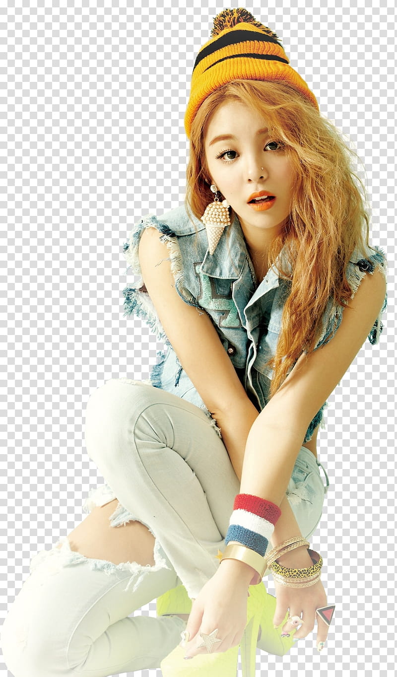 Ailee Render, woman in gray denim vest transparent background PNG clipart