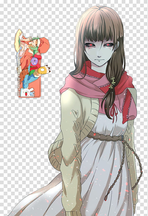 Fueguchi Ryouko (Tokyo Ghoul), Render v, woman ewaring white dress and gray cardigan transparent background PNG clipart
