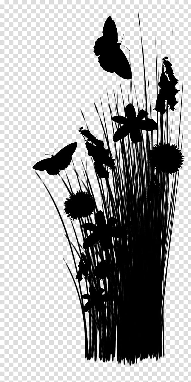 Family Silhouette, Flower, Computer, Black M, Blackandwhite, Plant, Grass Family, Still Life transparent background PNG clipart