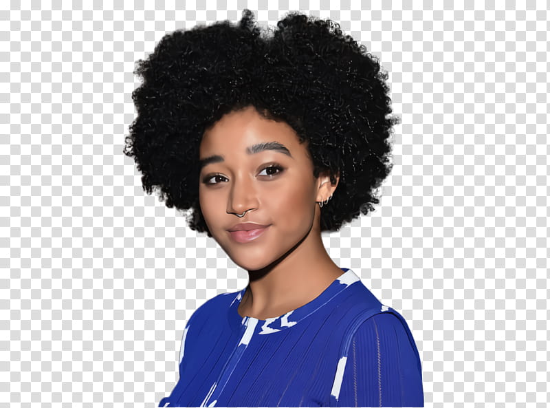 Hair, Amandla Stenberg, Afro, Afrotextured Hair, Hairstyle, Bangs, Black Hair, Blue Hair transparent background PNG clipart