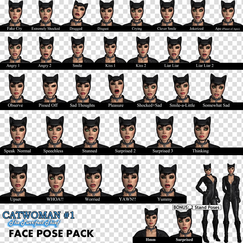 Catwoman Face Pose, Catwoman face pose pack application screenshot transparent background PNG clipart