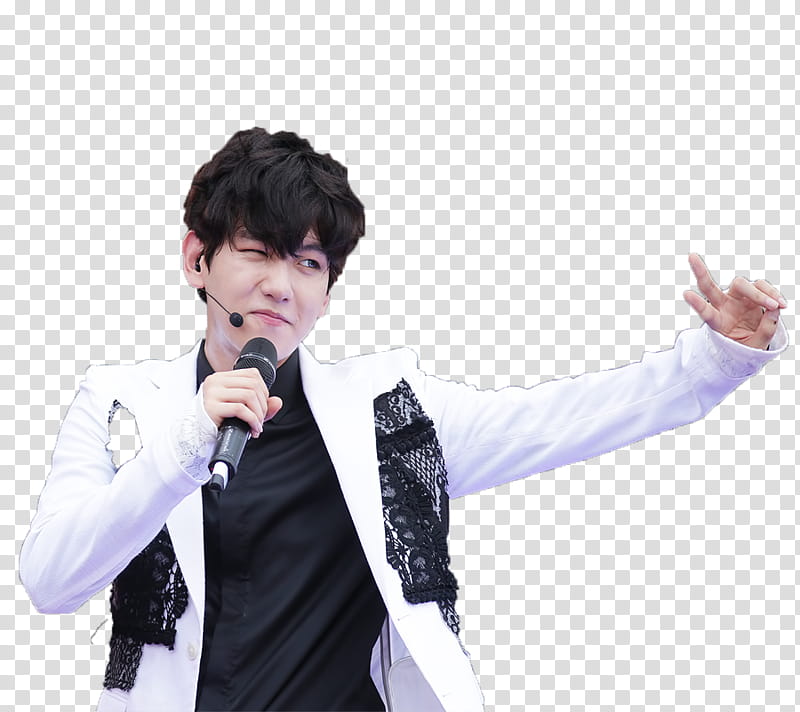 BAEKHYUN EXO AT HONGKONG DOME FESTIVAL, man wearing white and black blazer transparent background PNG clipart