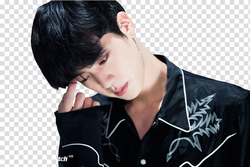 Seokjin BTS, EXO member in black top transparent background PNG clipart