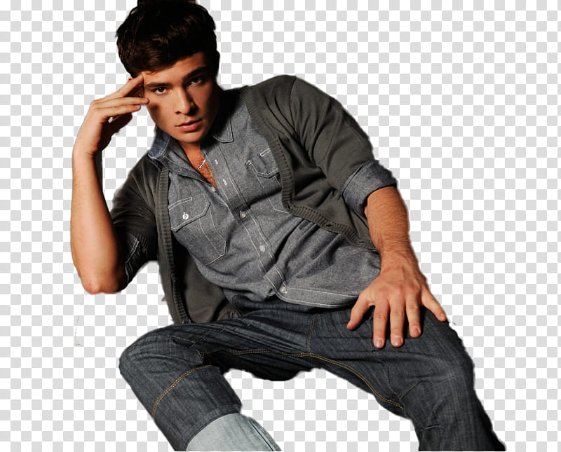Ed Westwick, man wearing blue jeans holding temple transparent background PNG clipart