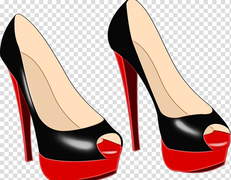 footwear high heels basic pump shoe court shoe, Watercolor, Paint, Wet Ink, Leg, Carmine transparent background PNG clipart